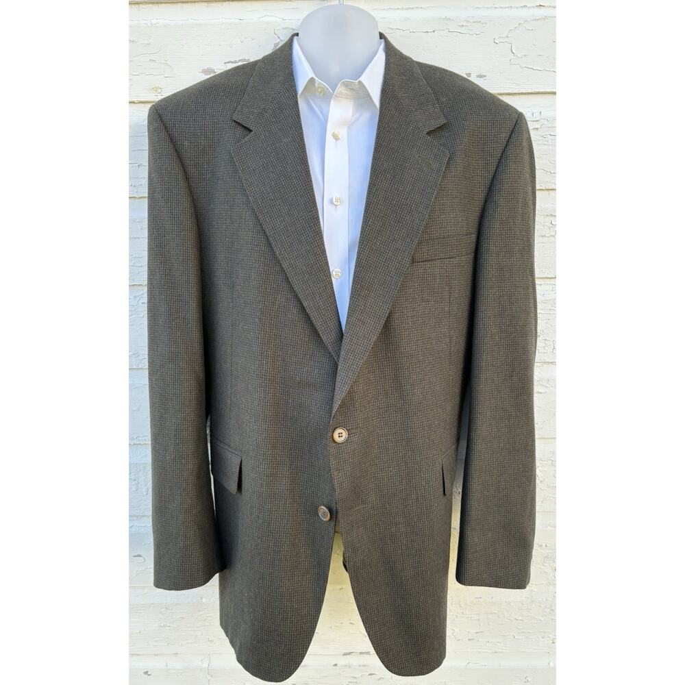 Evan Picone Men's Sport Coat Blazer Two Button Gray Houndstooth Check 46 Large